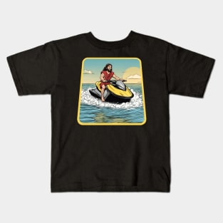 Jesus Christ jet skiing Kids T-Shirt